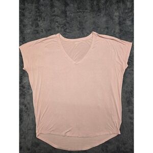 Express Relaxed‎ Tee Womens Large Blush Pink V-Neck Short Sleeve Rayon Blend Top